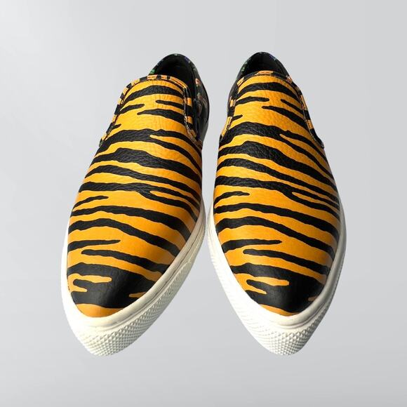 New Coach C103 Tiger Print & Floral Smooth & Pebbled Leather Pointy Toe Slip On - Picture 3 of 11